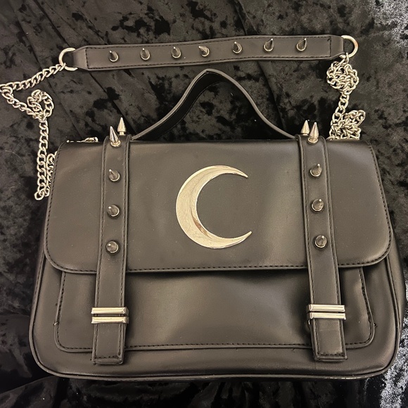 Killstar Handbags - * KILLSTAR * Silver Crescent Moon Sacraments Handbag